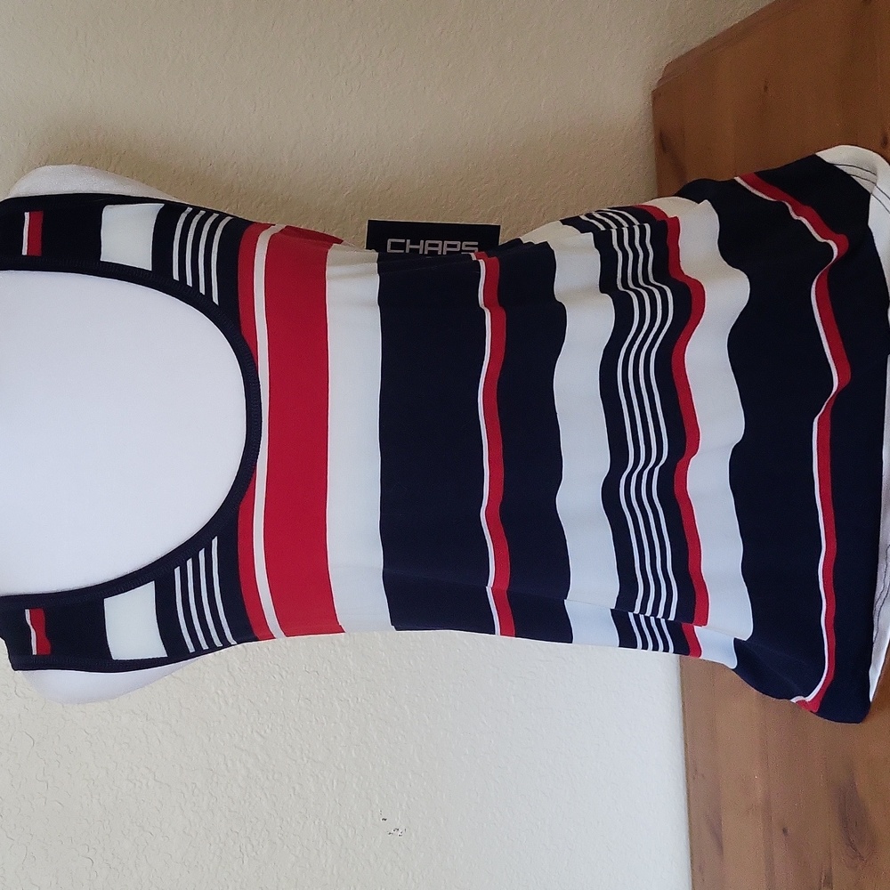 Chaps Sport  Women's Striped Tank Top - Red, White, and Navy Blue